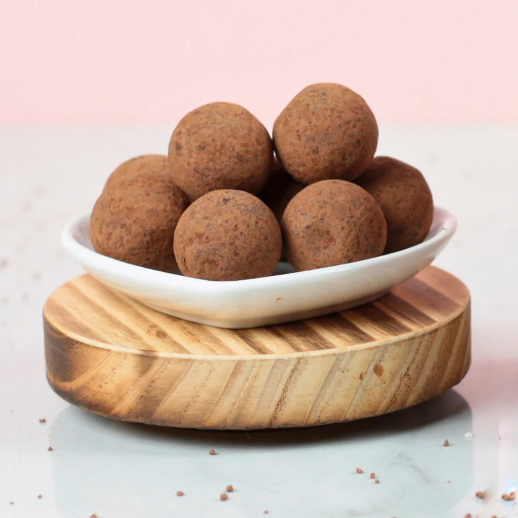 Cocoa Dusted Salted Toffee Truffles